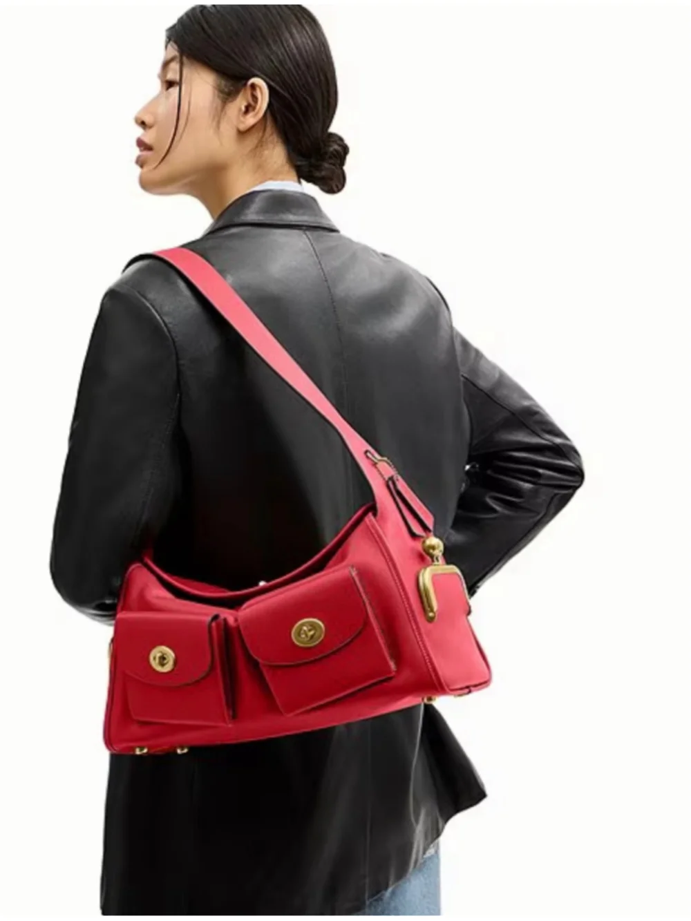 Coach Originals Turnlock Haversack Leather Shoulder Bag - Scarlett